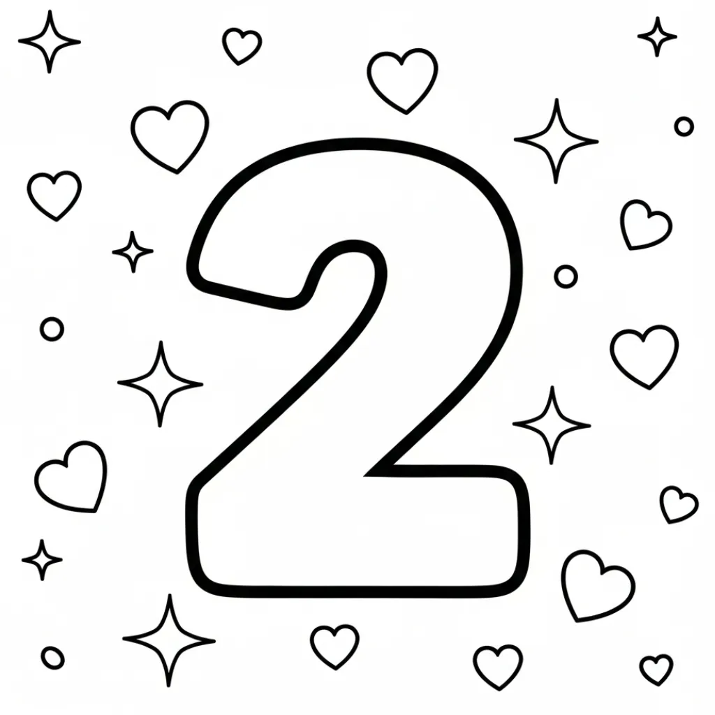 Numero 2 9 para colorear para imprimir para niño de 4 años