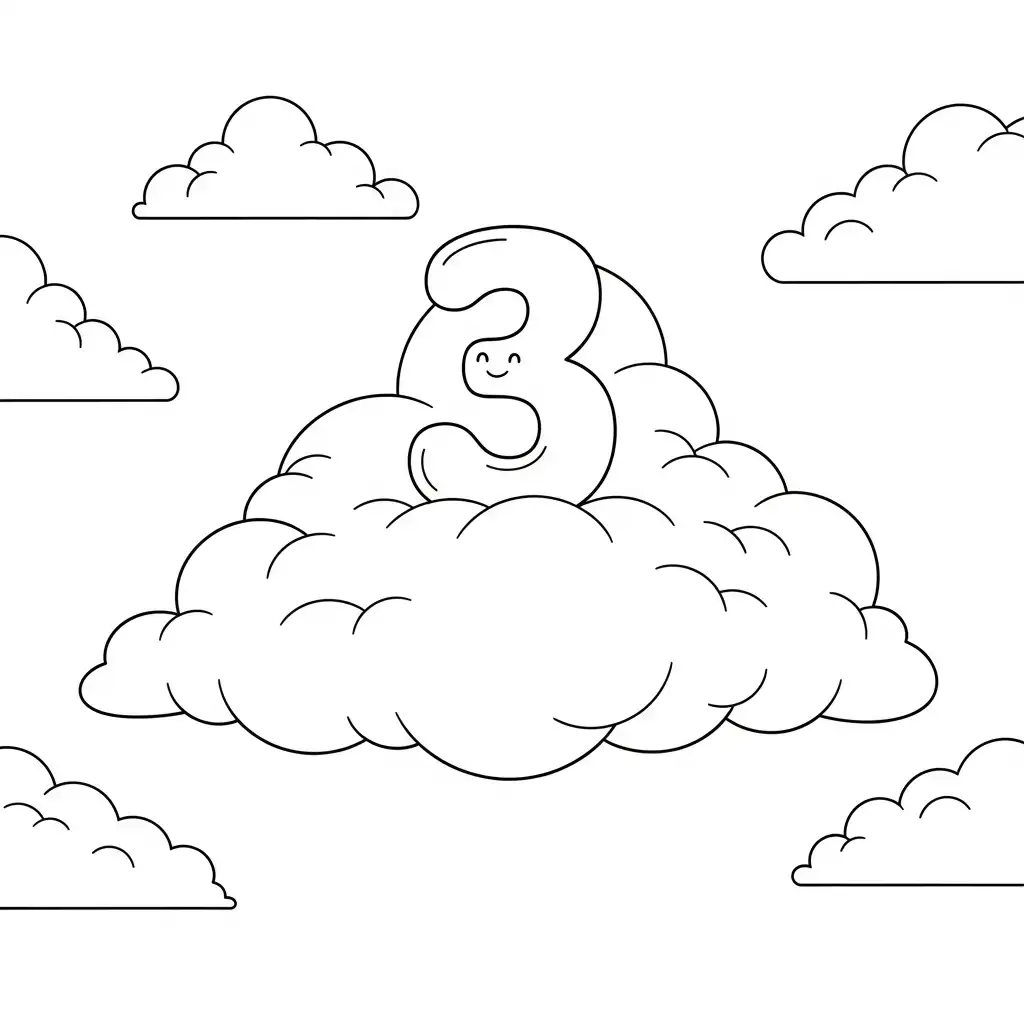 Numero 3 para colorear para niños para imprimir 2