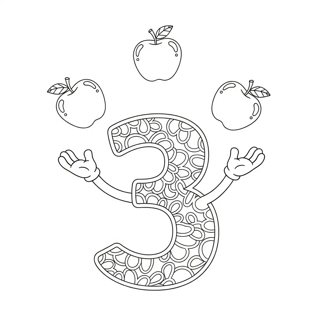 Numero 3 para colorear para niño de 8 años