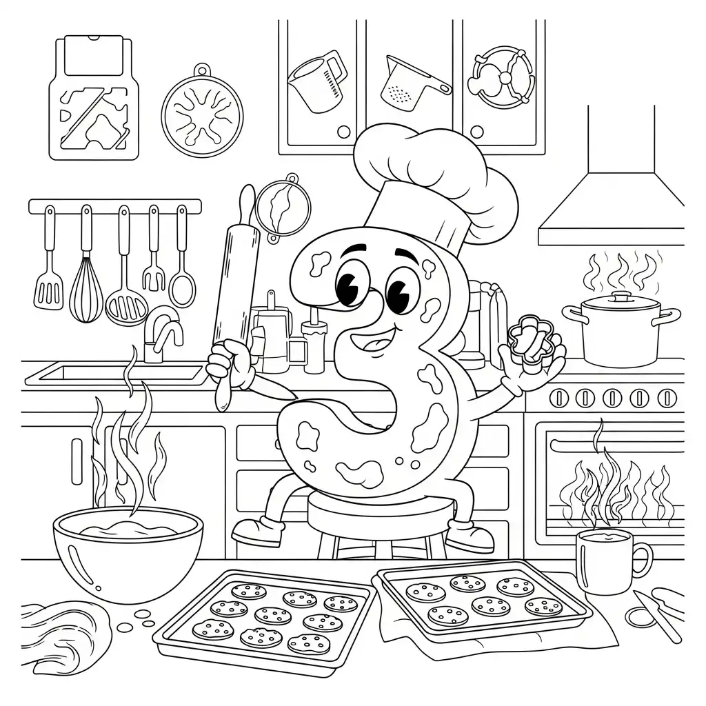 Numero 3 para colorear para imprimir para niño de 12 años