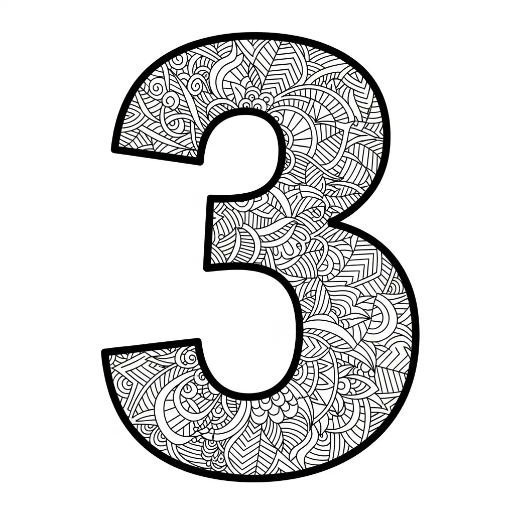 Numero 3 para colorear para niño de 5 años