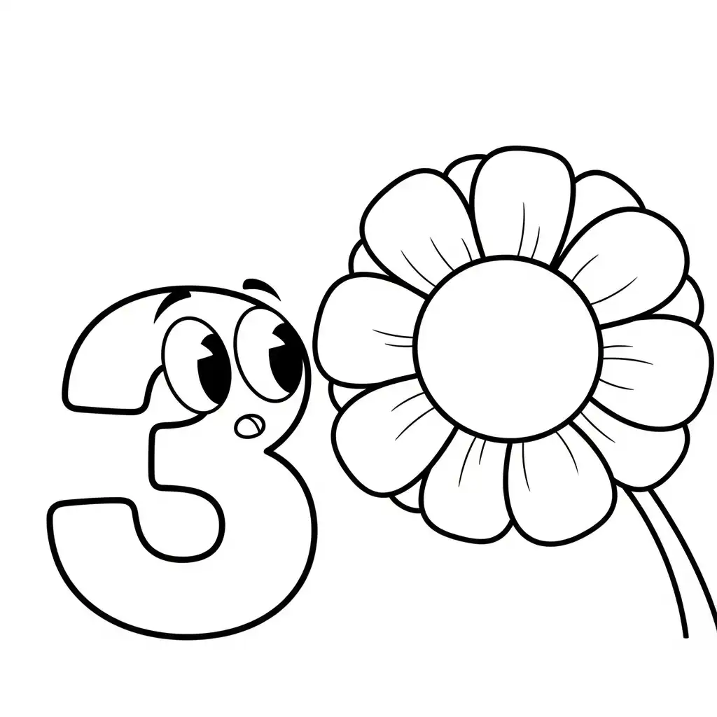 Numero 3 para colorear para niño de 5 años 1