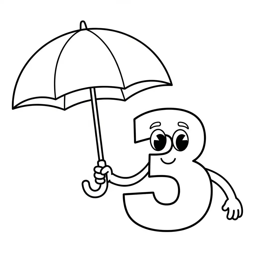 Numero 3 para colorear para imprimir para niño de 3 años