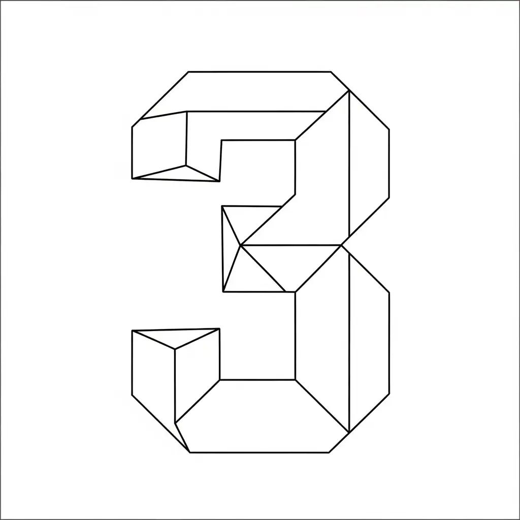 Numero 3 para colorear para primaria