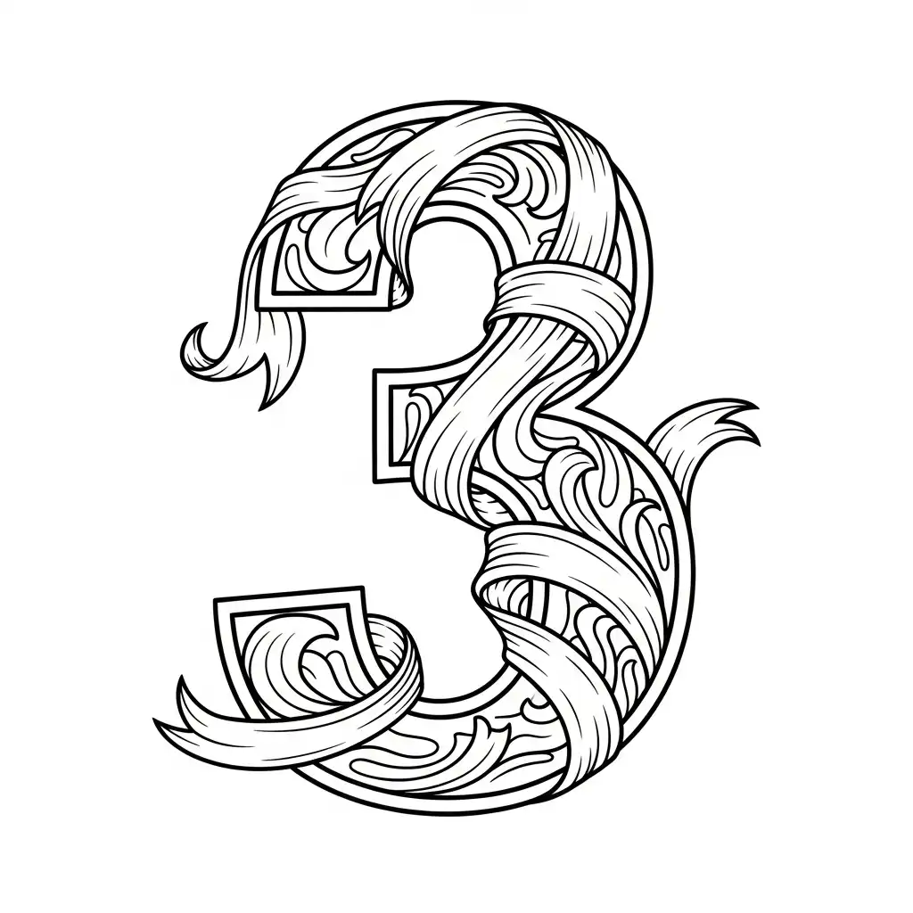 Numero 3 para colorear y recortar