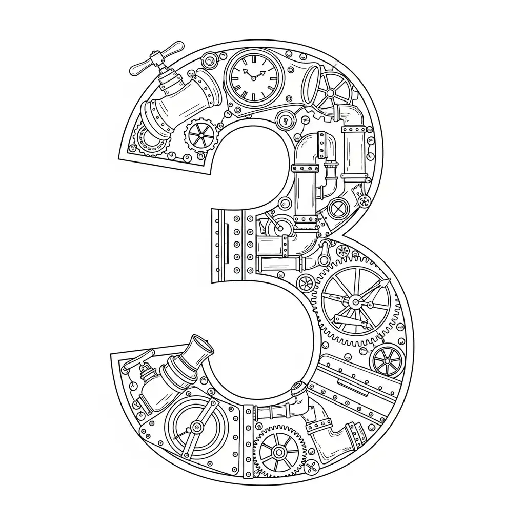 Numero 3 para colorear para imprimir pdf gratis