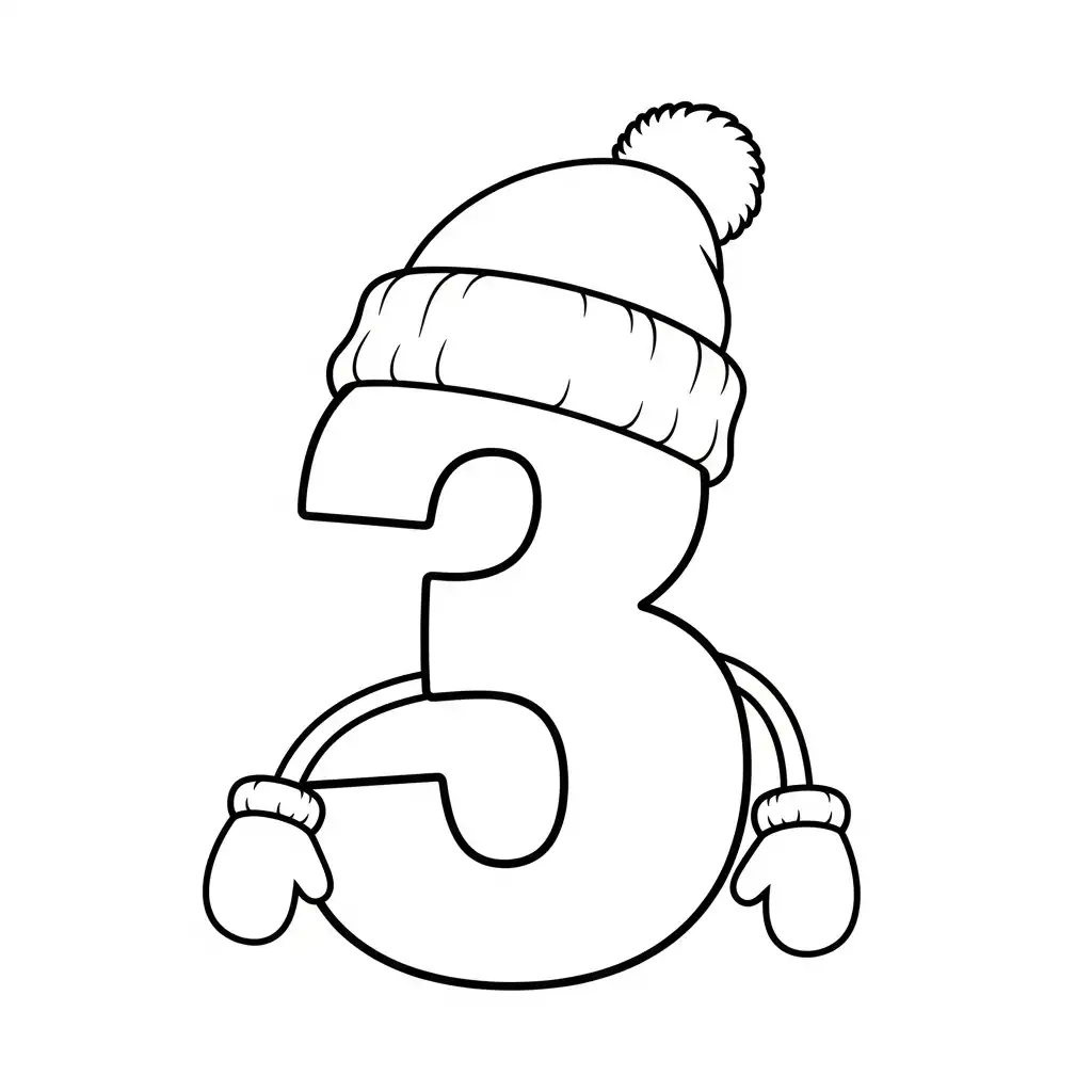 Numero 3 para colorear para niños para imprimir 1