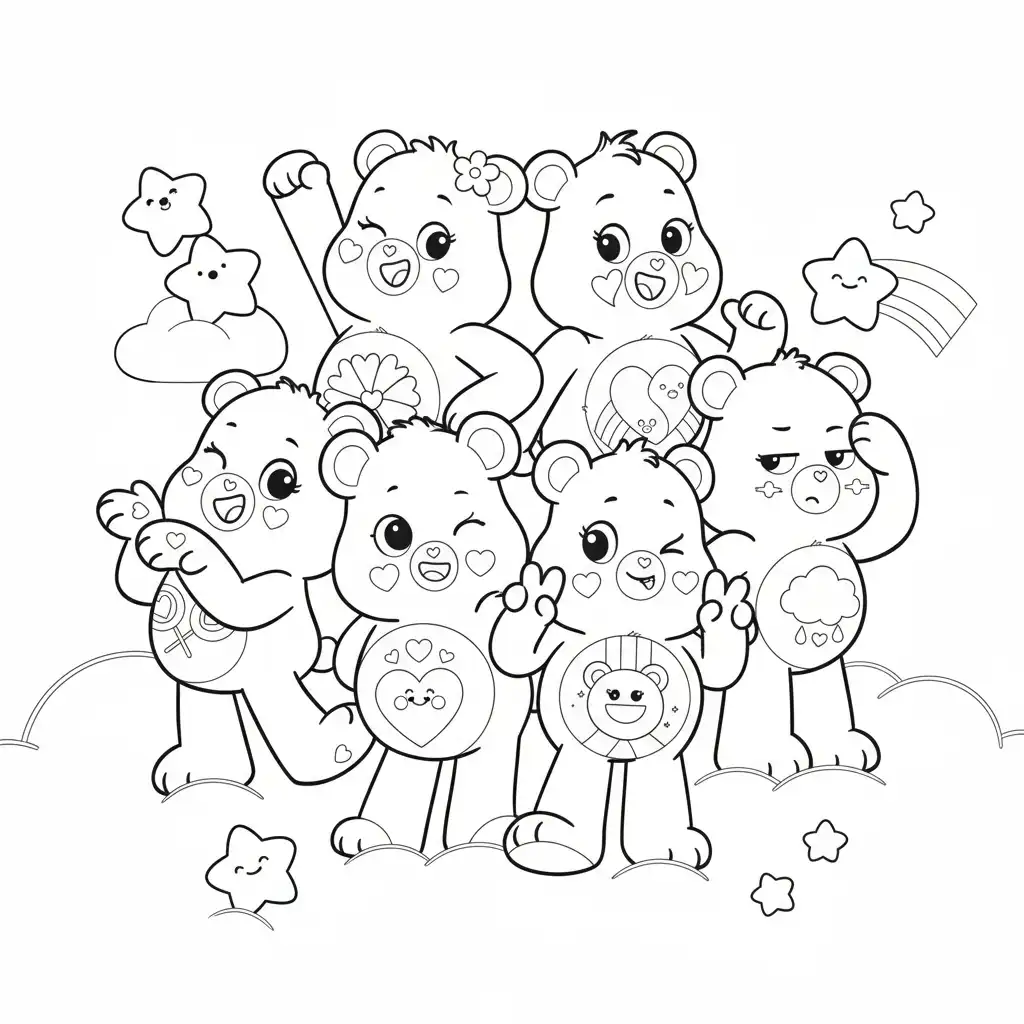 Ositos Cariñositos para colorear y recortar para imprimir gratis 1