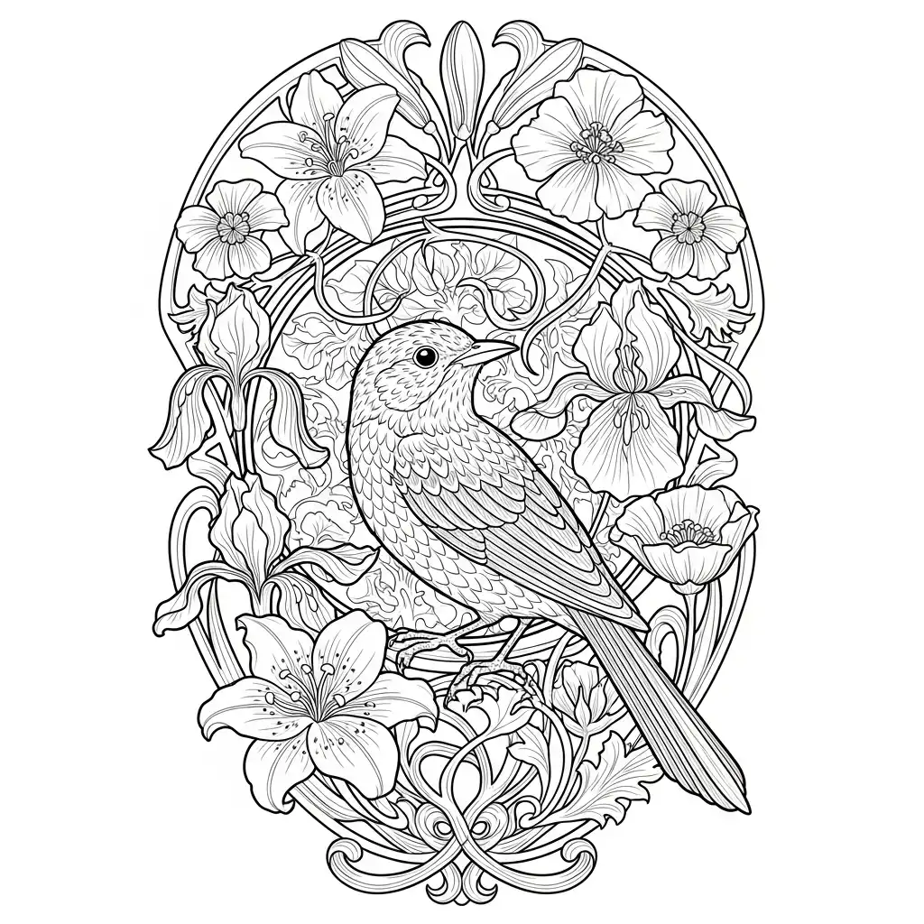 Pájaro para colorear para imprimir a4