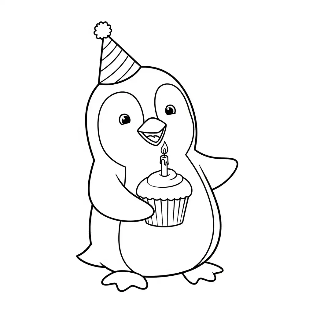 Pingüino para colorear para niño de 2 años