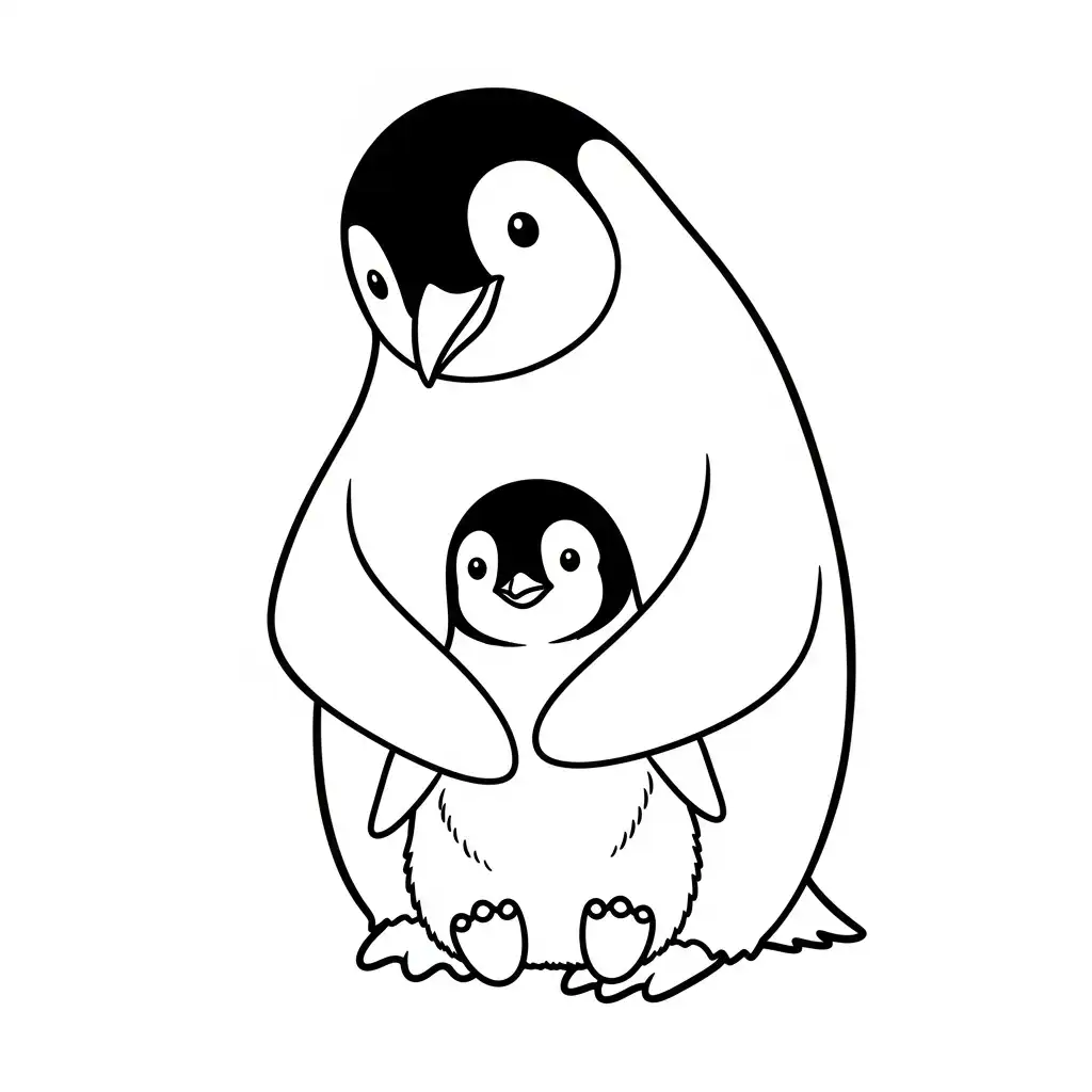 Pingüino para colorear y recortar para imprimir gratis