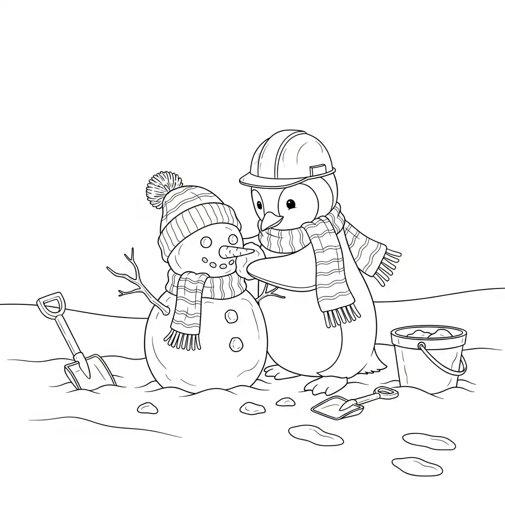 Pingüino para colorear para imprimir para niño de 3 años 1