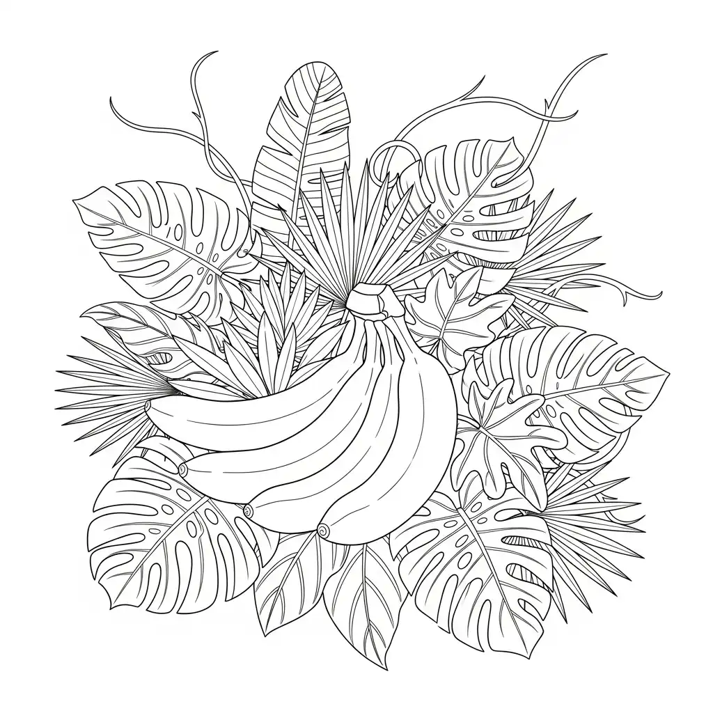 Plátanos para colorear educativo para niño