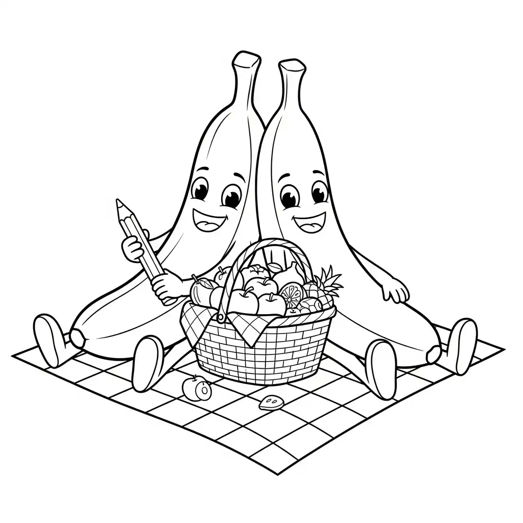 Plátanos para colorear para imprimir para niños