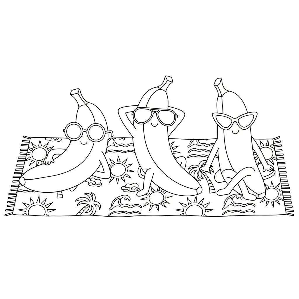 Plátanos para colorear para imprimir gratis