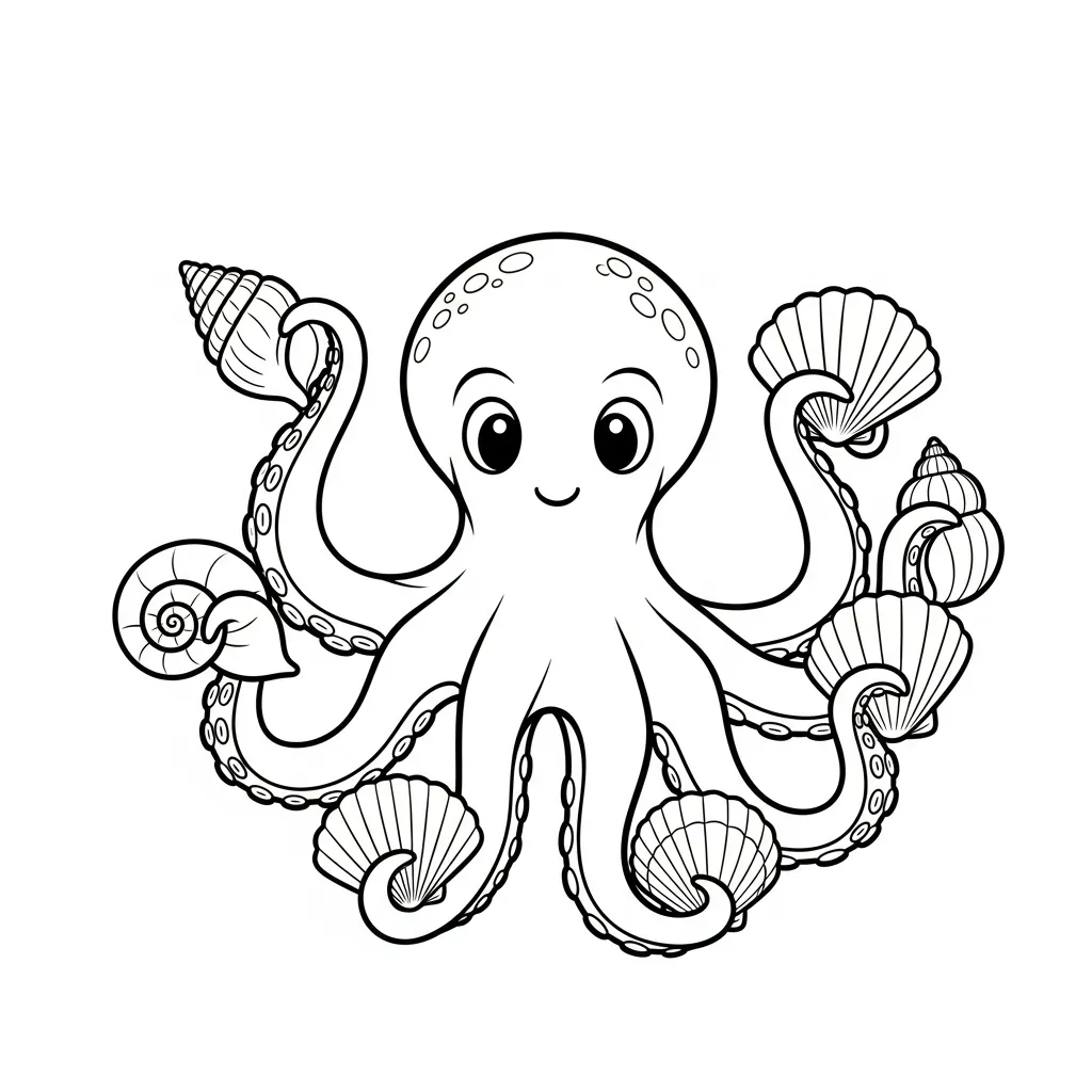 Pulpo 1 para colorear y dibujo para imprimir