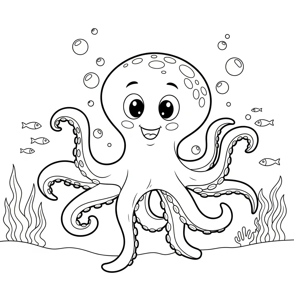 Pulpo 10 para colorear para imprimir gratis