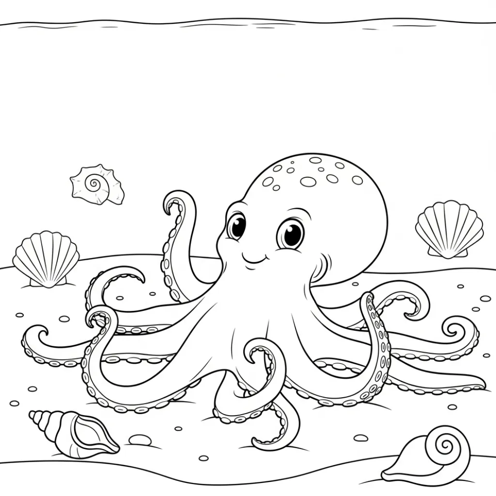 Pulpo 11 para colorear para niños para descargar
