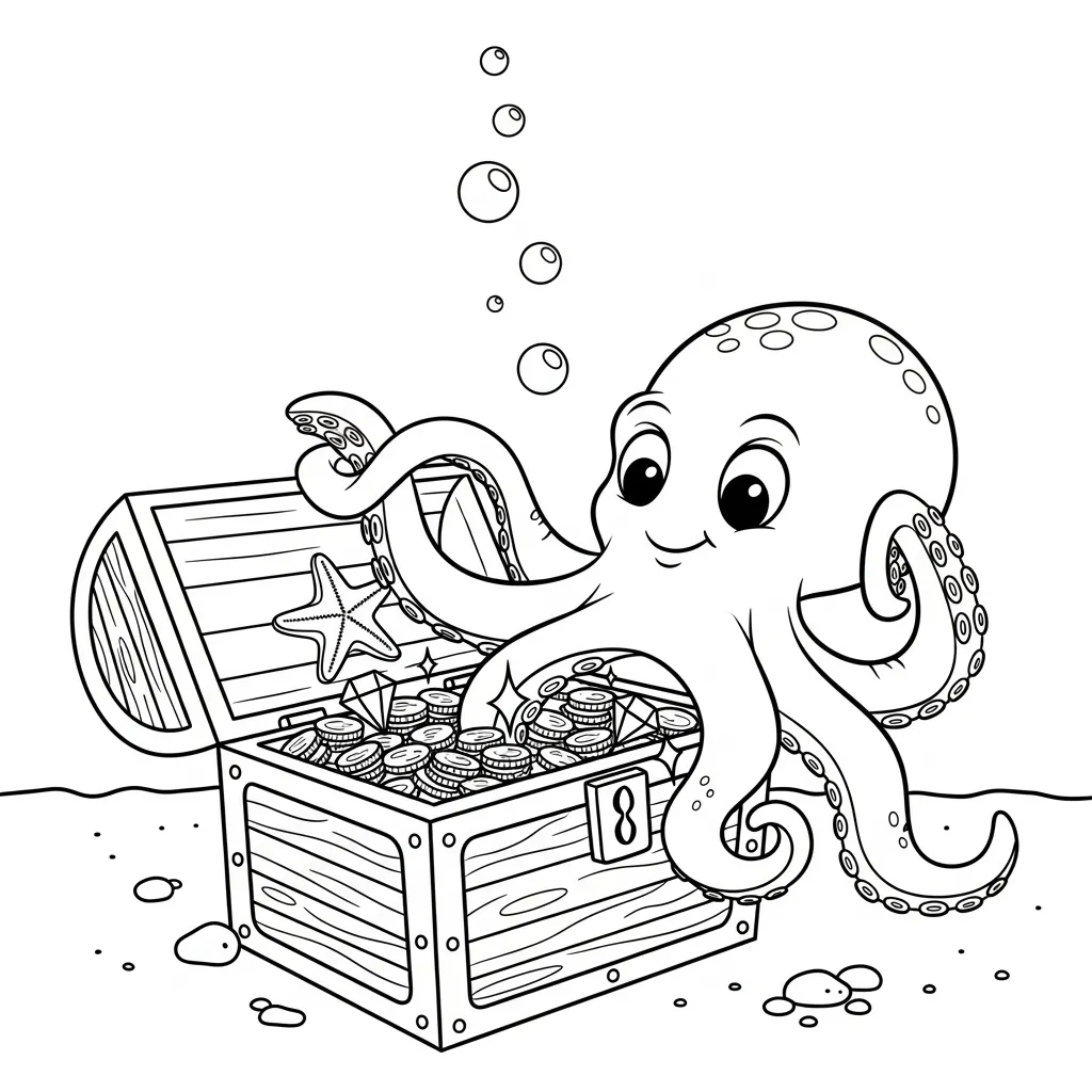 Pulpo 13 para colorear gratis para niños