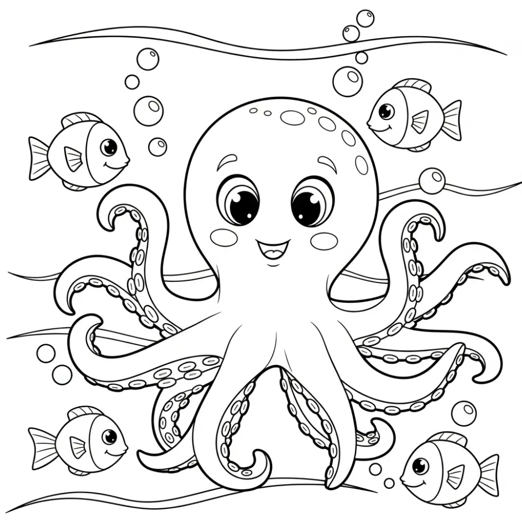 Pulpo 19 para colorear para niño de 7 años