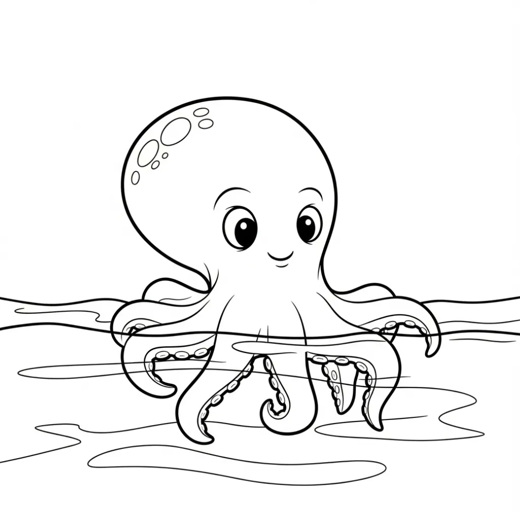 Pulpo 2 para colorear educativo para niño