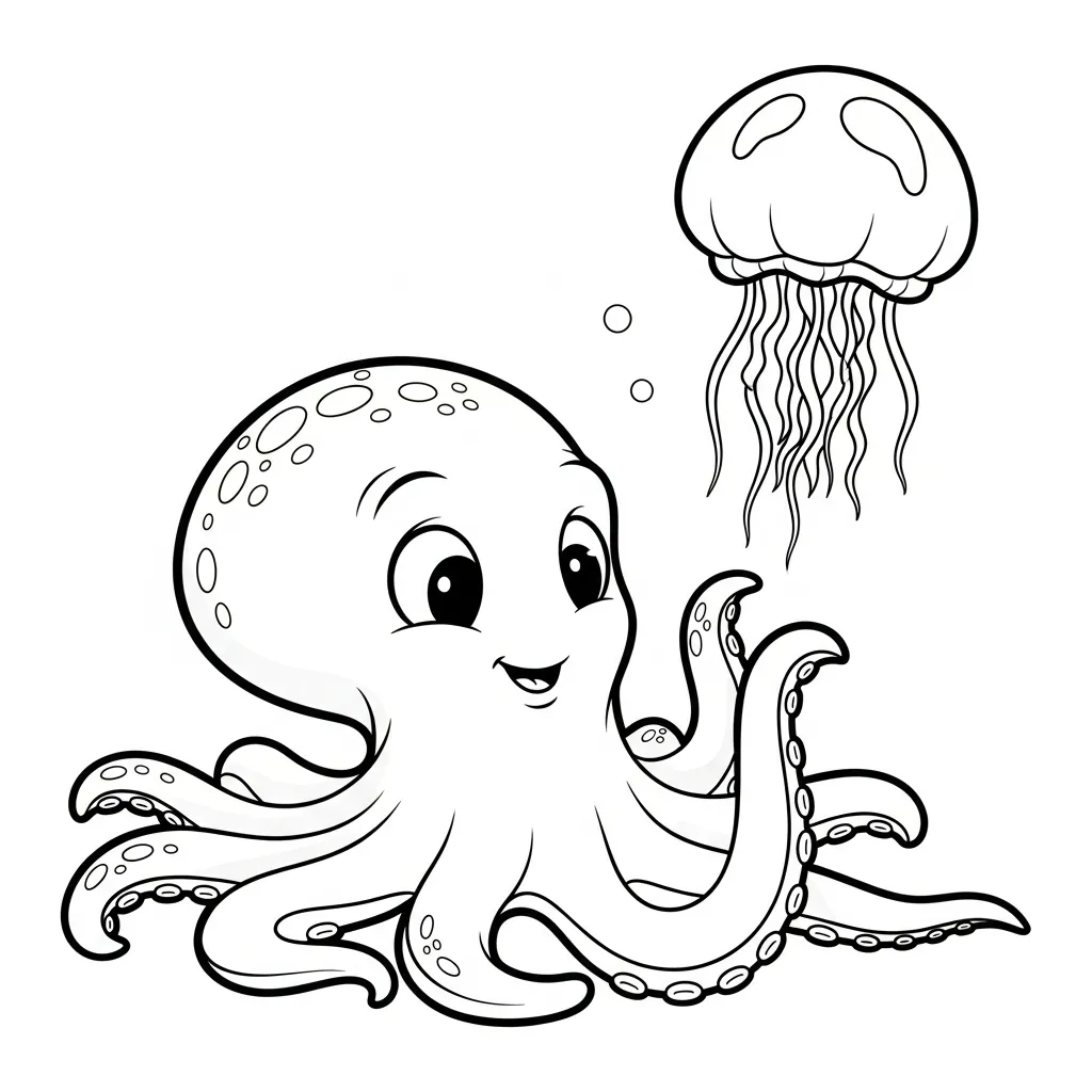 Pulpo 6 para colorear gratis para niños