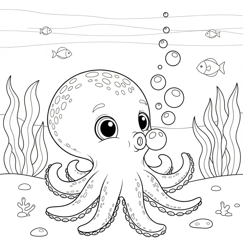 imagen para colorear Pulpo 9 niño