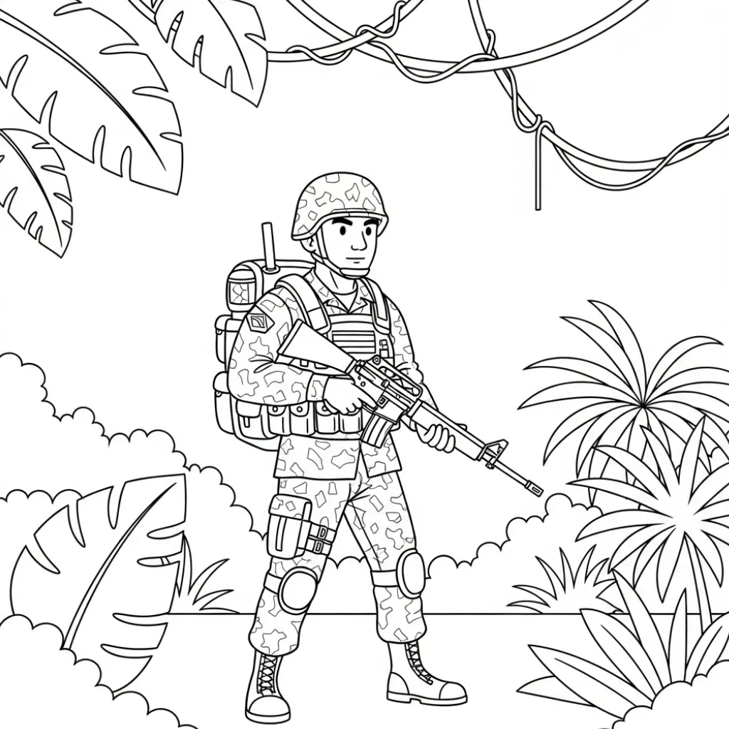 Soldado 2 para colorear para niño de 2 años