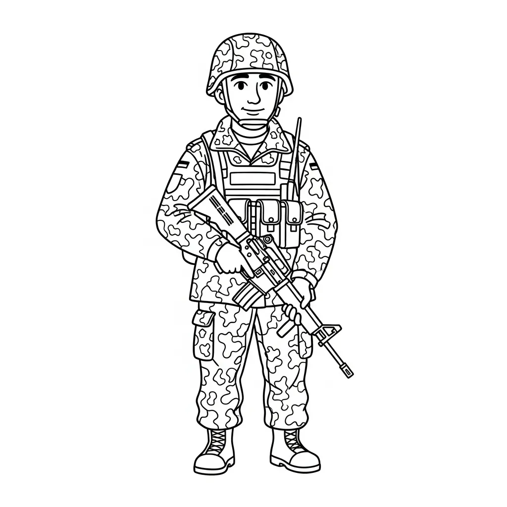 Soldado 3 para colorear educativo para niño