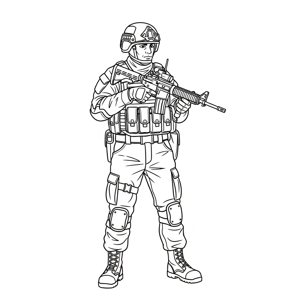 Soldado 6 para colorear para imprimir para niño de 8 años