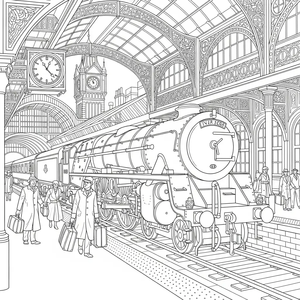 Trenes para colorear para imprimir kawaii