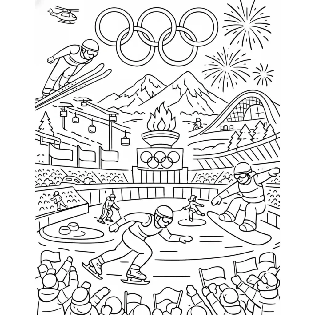 Winter Olympics 2026 17 para colorear para bebé para imprimir