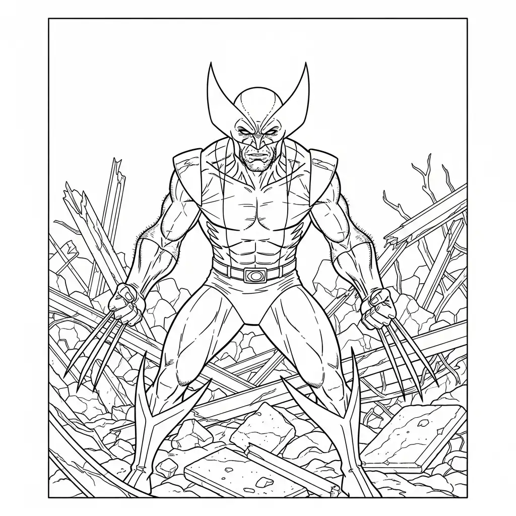 Wolverine para colorear para niños para imprimir 2