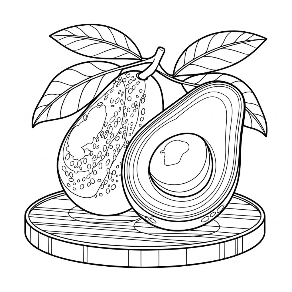 Aguacate 10 para colorear para niño de 5 años