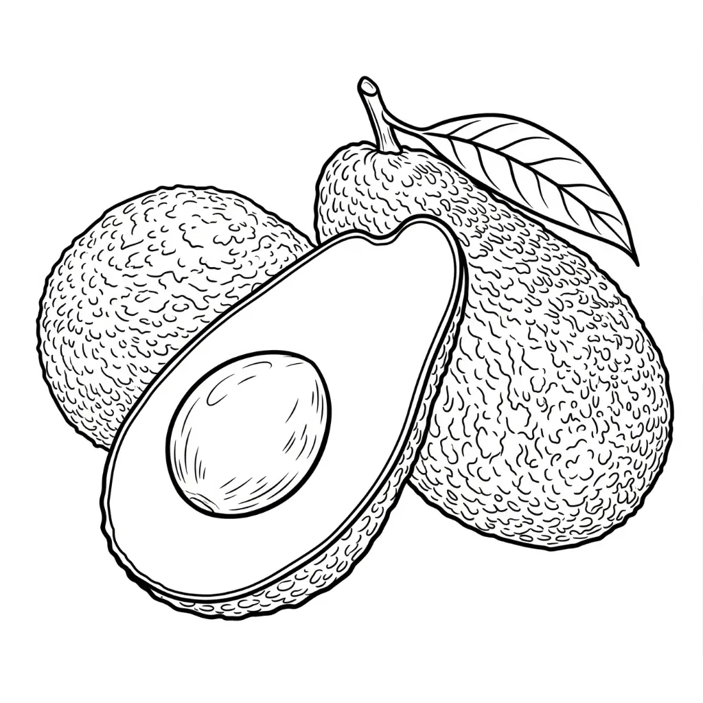 Aguacate 13 para colorear educativo para niño
