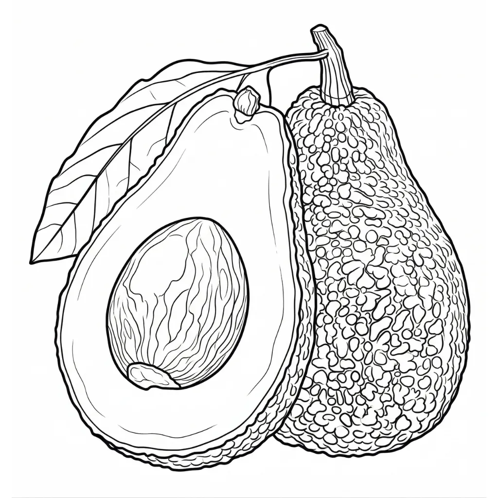 Aguacate 5 para colorear para imprimir para niño de 6 años