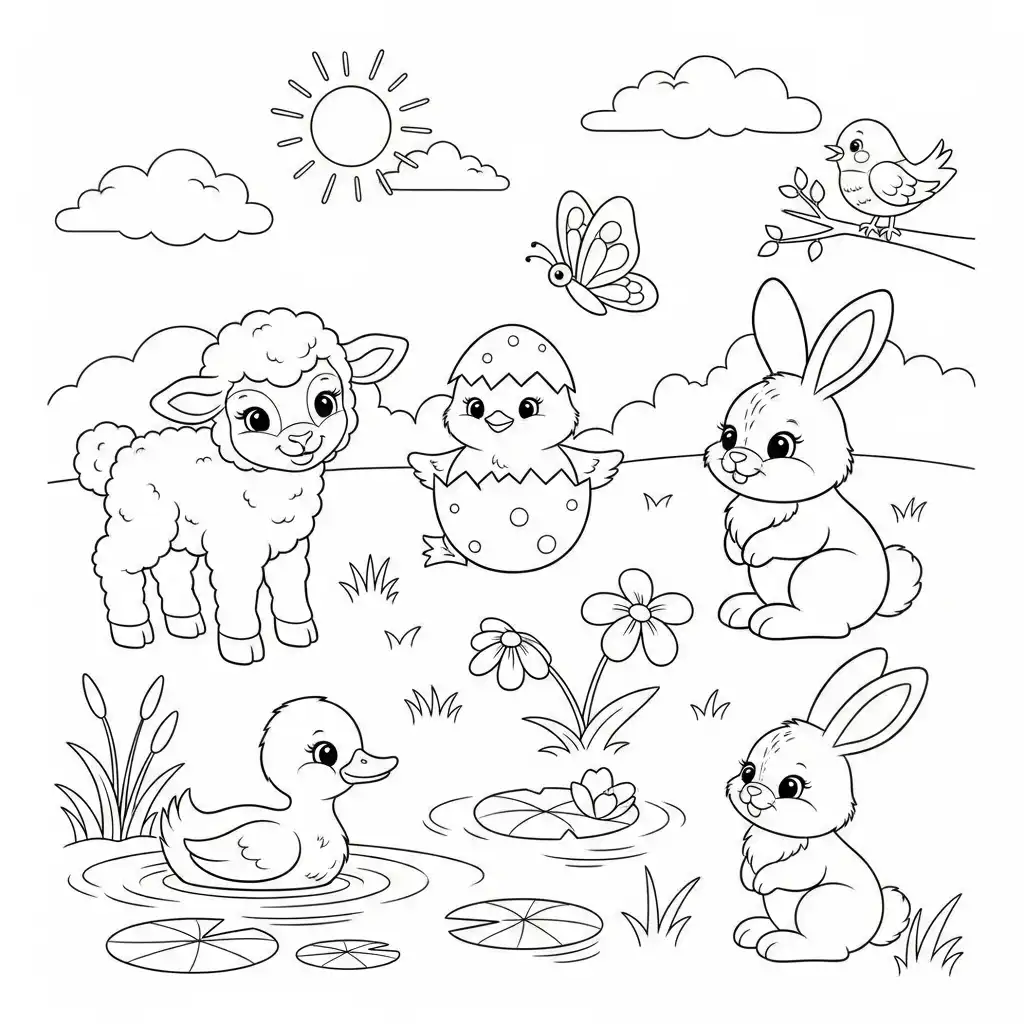 Animales De Primavera para colorear para niños para imprimir 2