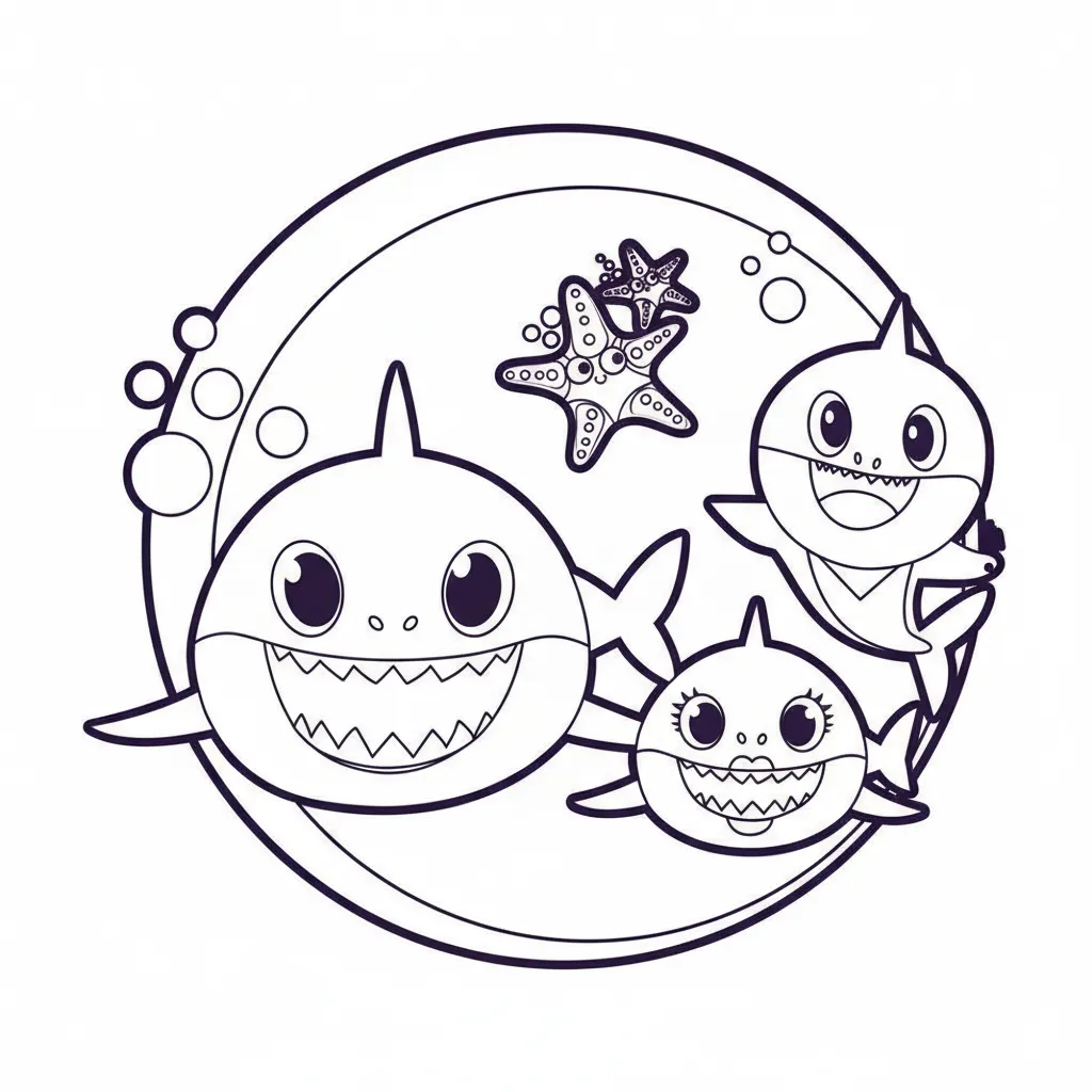 Baby Shark 10 para colorear en línea para niño