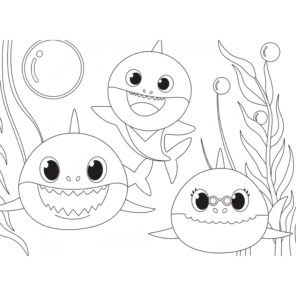 Baby Shark 12 para colorear para niño de 5 años