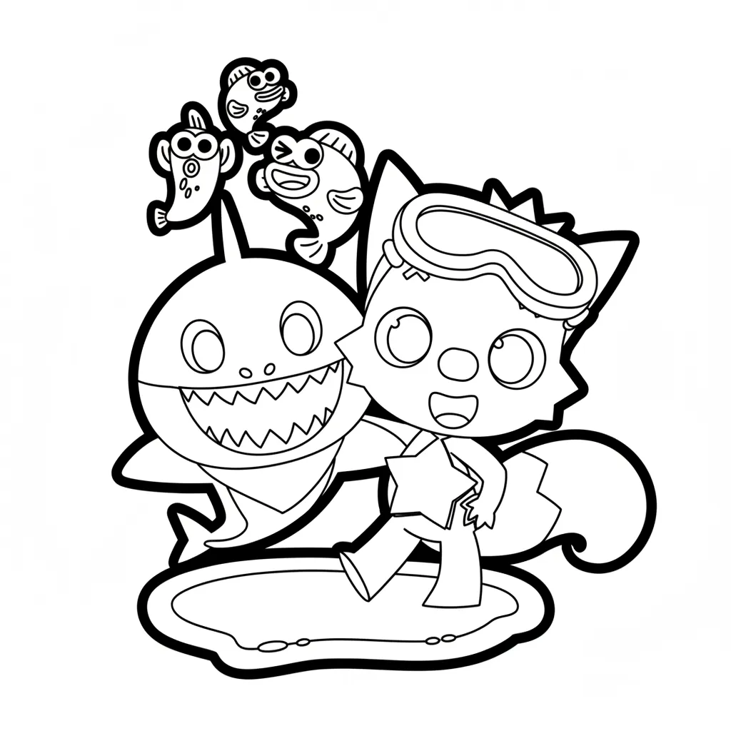 imprimir Baby Shark 4 para colorear gratis