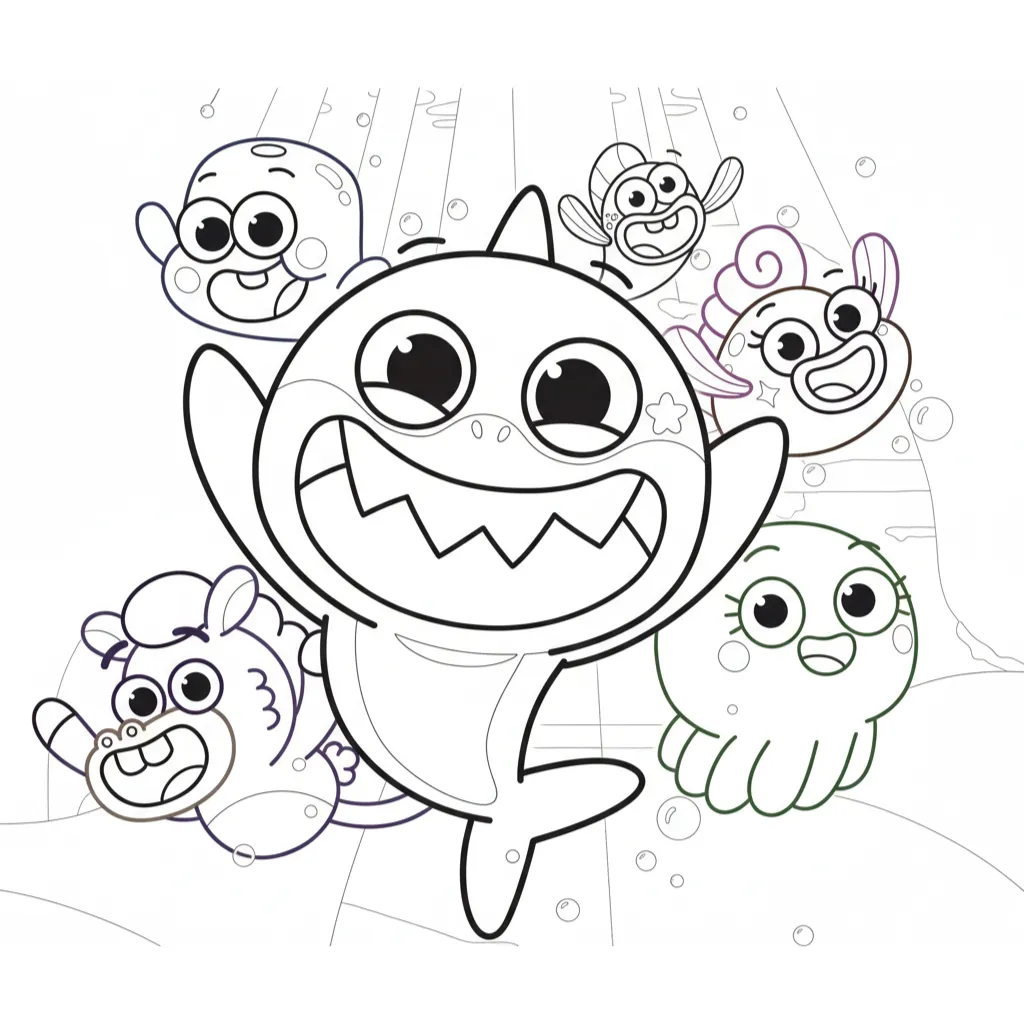 Baby Shark 7 para colorear para niños para descargar