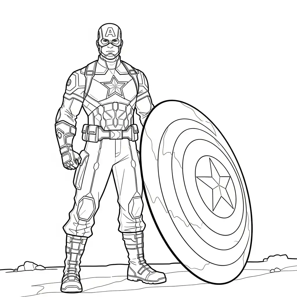 Captain America para colorear para imprimir para niño de 2 años