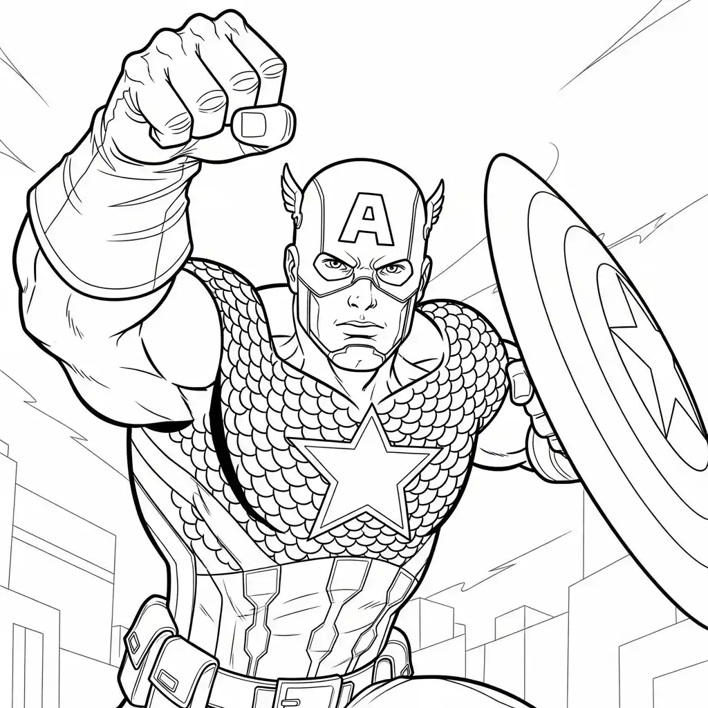 Captain America para colorear para niño de 5 años