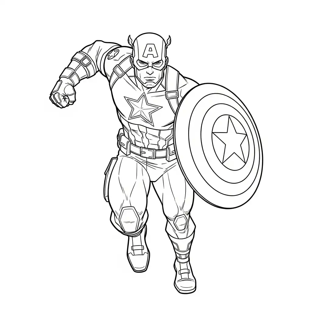 Captain America para colorear para niño de 6 años