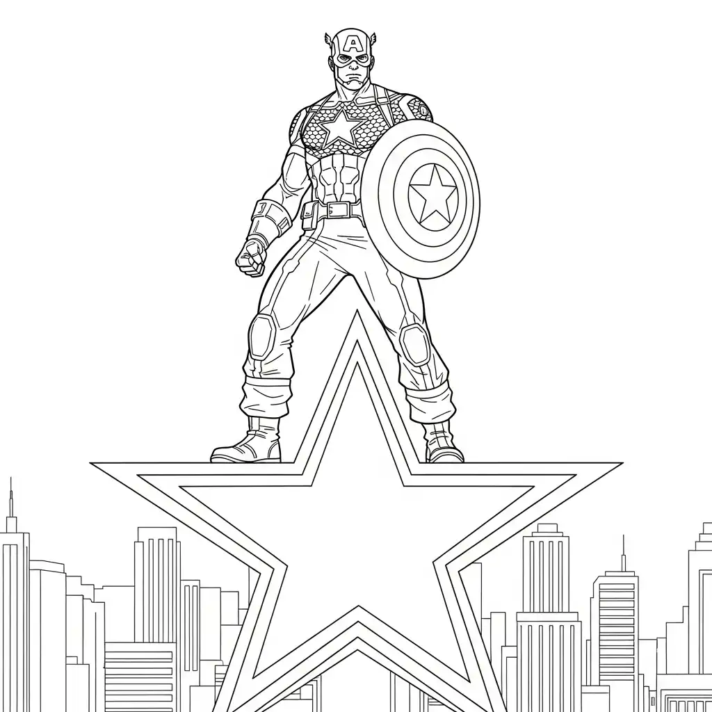Captain America para colorear para niños para imprimir gratis