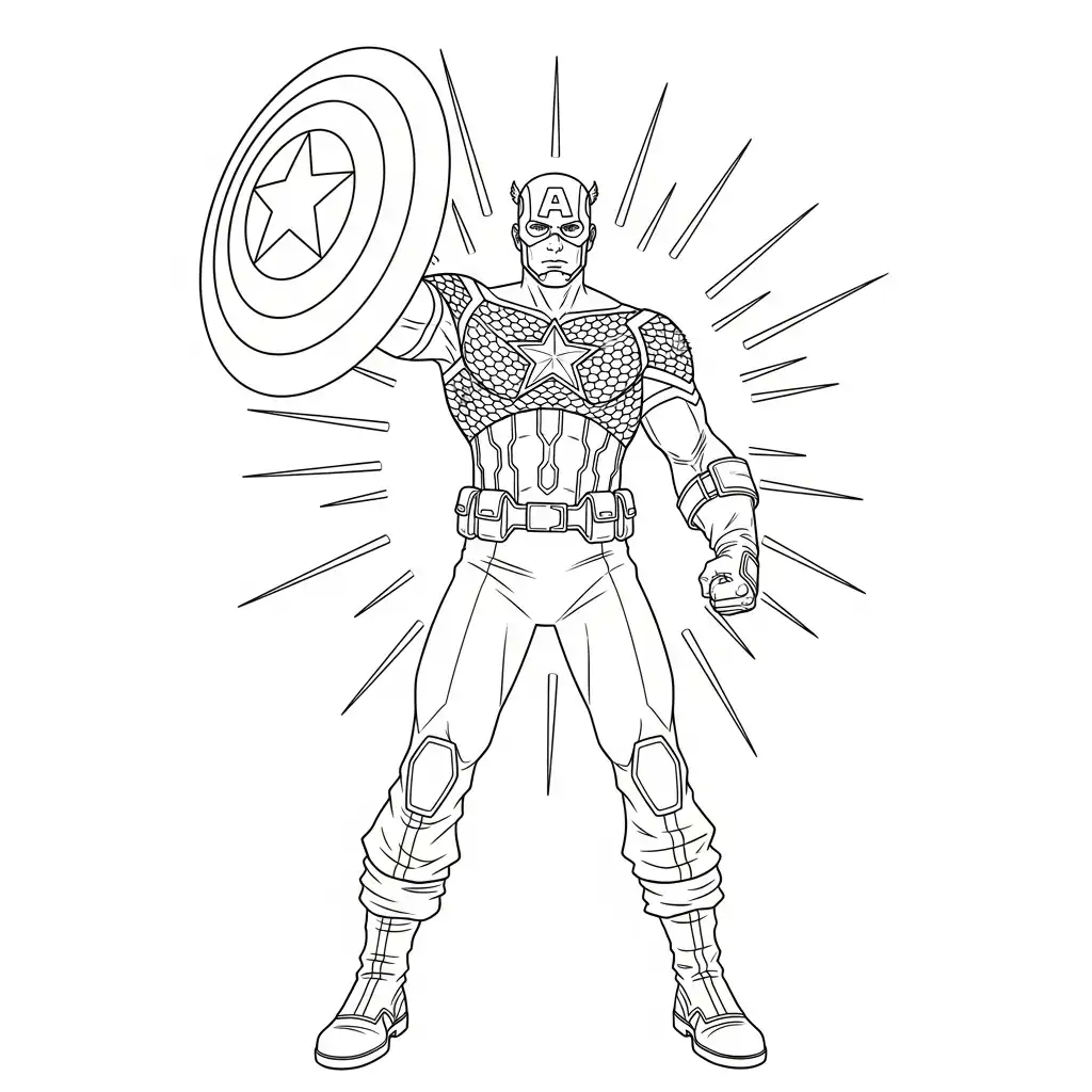 Captain America para colorear para imprimir para niño de 9 años
