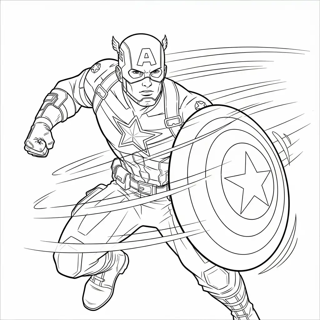 Captain America para colorear educativo para niño 1
