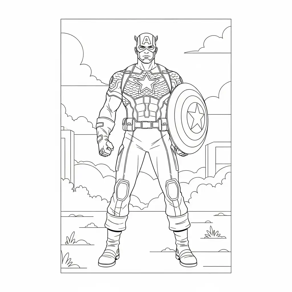 Captain America para colorear para niño para imprimir