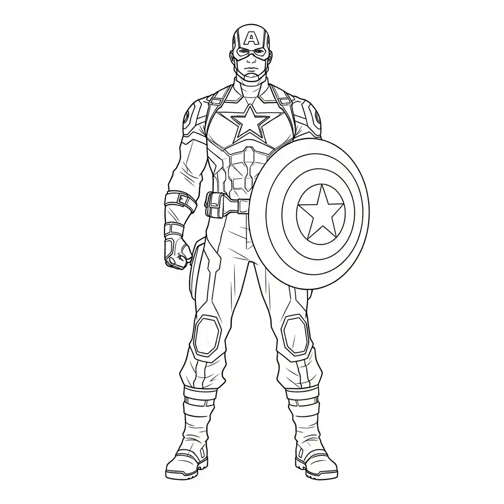 Captain America para colorear educativo para niño