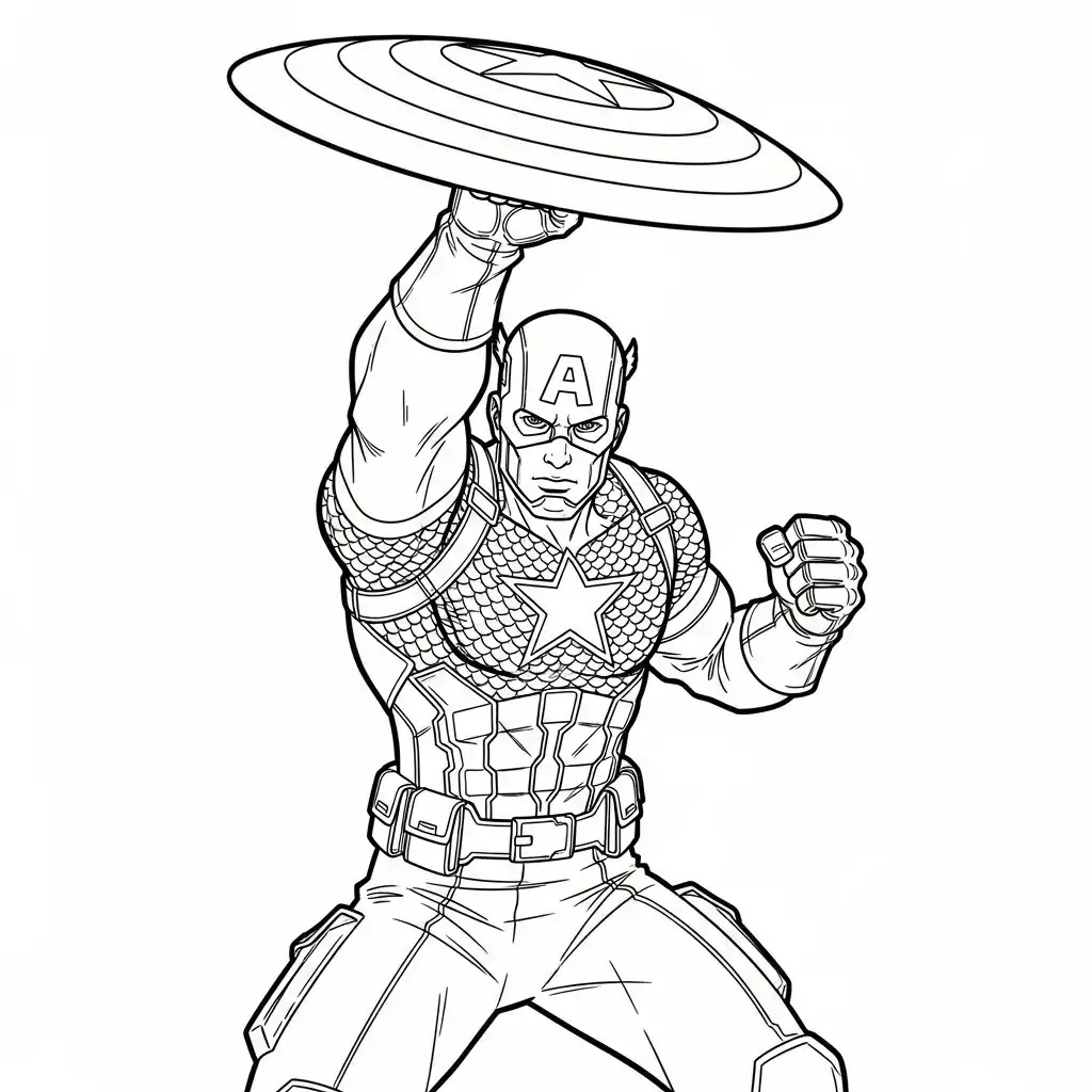 Captain America para colorear para imprimir para niños 1
